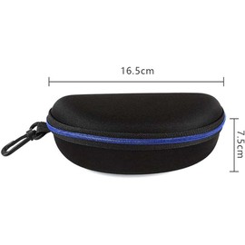 alladaga Pack of 3 Glasses Case with Zipper and Plastic Carabiner Clip, blue