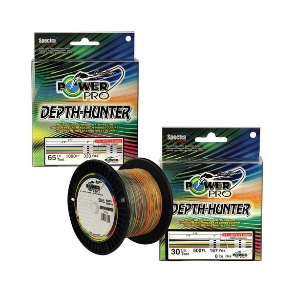 Depth-Hunter Braided Fishing Line Metered 80lb 1000ft 333 Yd Multi-Colored