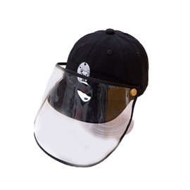 Baby Droplet Prevention Cap Children Cartoon Cute Spitting Saliva Isolation Hat for Outdoor Activity Black Children Type 45‑50cm / 17.7‑19.7in