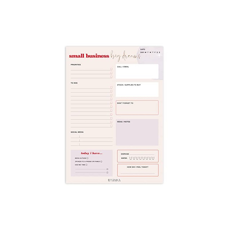 BYANIKA A5 Small Business Planner Notepad Daily Planner Pad Desk