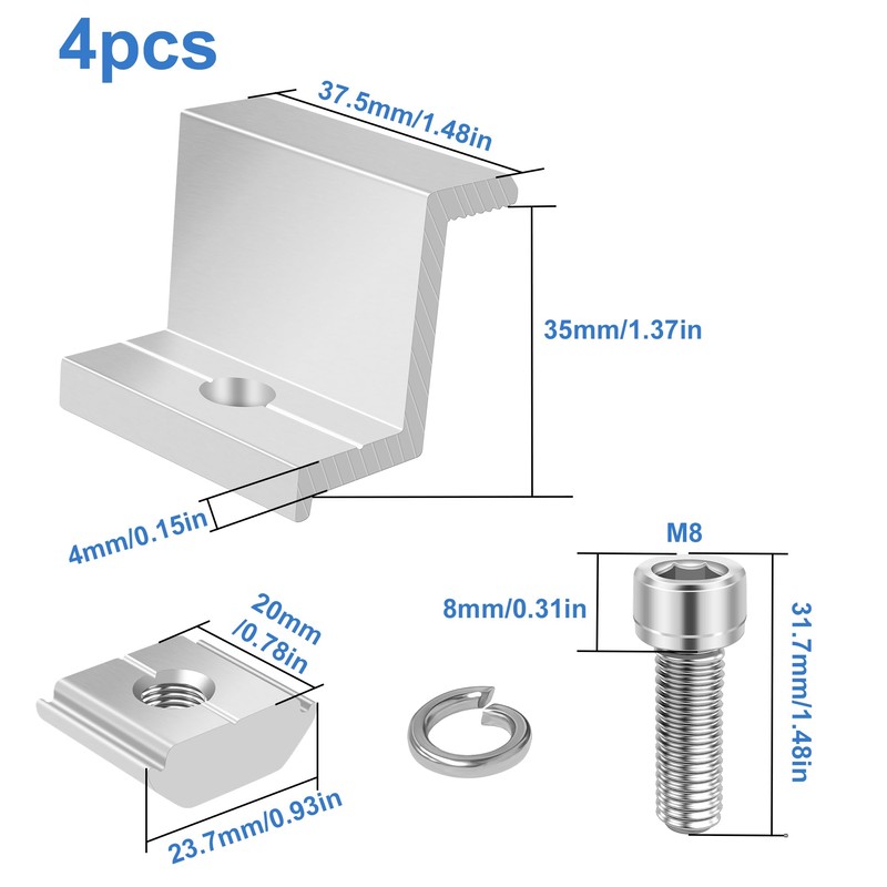 Pack of 4 Solar Panel Brackets, Z Angle Mounting Solar