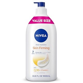 NIVEA Loción corporal hidratante con Q10 y vitamina C para reafirmar la piel, hidratante corporal de 72 horas para piel normal a seca, botella con bom