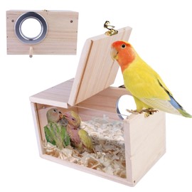 HOMURY Budgie Nesting Box Transparent Design, Parakeet Nesting Box, Wooden Bird Nesting Box, Incubator for Parrots, Incubators, for Finches, Budgies, Canaries, etc. (12 x 12 x 19.5 cm)