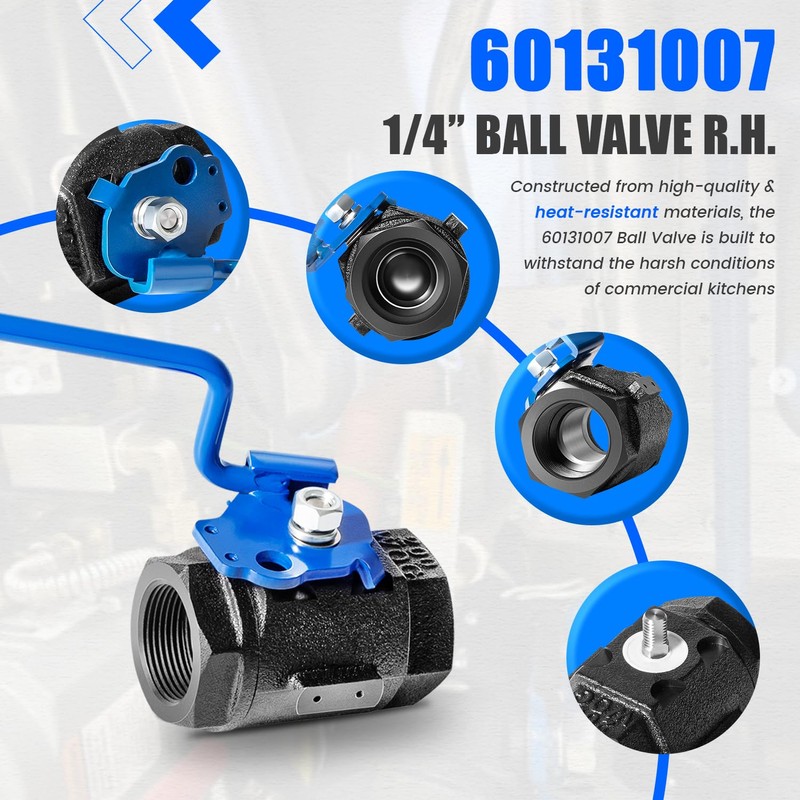60131007 Ball Valve 1-1/4" Right-Hand Valve with 9" Hook Lever