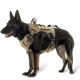 PET'S HUB Large Dog Harness, No Pull Pet Harness With 2 Lead Clips, Soft Padded Dog Vest Harness, Reflective & No-Choke Control Handle. (Army Green, Medium)