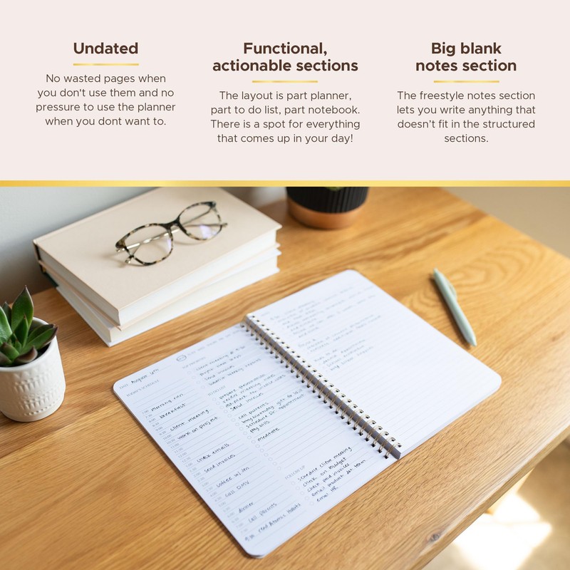 Simple Daily Planner Undated & To Do List Notebook for