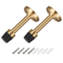 METALLIXITY Door Stop Wall Mount Door Stopper (78mm/3.07") 2pcs, Zinc Alloy Sound Dampening Door Stoppers with Screws - for Furniture Decor, Gold Tone