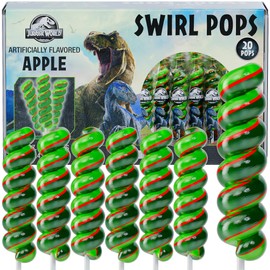 Jurassic World Lollipops Swirl 20pk- Jurassic World Candy For Dinosaur Party Favors & Jurassic World Party Favors - Dinosaur Candy & Dinosaur Lollipops - Dinosaur Birthday Decorations