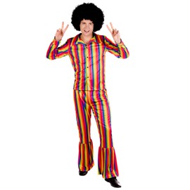 Fun Shack Disfraz Hippie Hombre Multicolor, Disfraces Halloween Hombre Talla XL