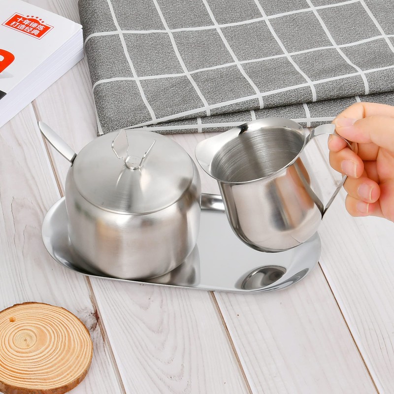 Sugar and Creamer Set, Coffee Serving Set, Stainless Steel Latte