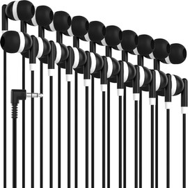 Maeline Bulk Earbuds 400 Pack Stereo Headphones Ideal for K-12-College Classrooms, Library, Travel, Gym, Museum, 3.5mm Plug, Tangle-Free Wired Earbuds for Phone, Tablet, Computer, Laptop
