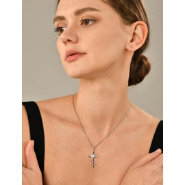 YL Women's Stethoscope Cross Necklace Sterling Silver Doctor Nurse Medical Pendant RN Registered Created Opal Jewelry