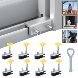 RELIANCER 8 Sets Sliding Window Locks,Aluminum Security Door Window Stoppers,Adjustable Security Window Locks for Horizontal & Vertical Windows Doors,Child Proof Slider Window Locks for Home Safety