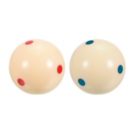 PATIKIL 2-1/4" Pool-Billiard Cue Ball with Red/Blue 6 Dots, 2 Pack Pro Cup Cue Ball Practice Training Pool Ball for Billiard Room Game Room, Beige