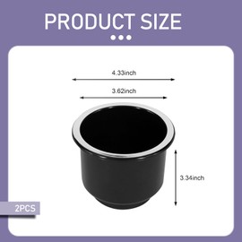 lekudo 2 PCS Car 4.33" OD 3.62" ID 3.34" H Center Console Embedded Cup Holder, Portable Smooth Surface Rust-Proof ABS Plastic Spill-Proof Beverage Holder, Accessories, for Cars, Yachts (Black)