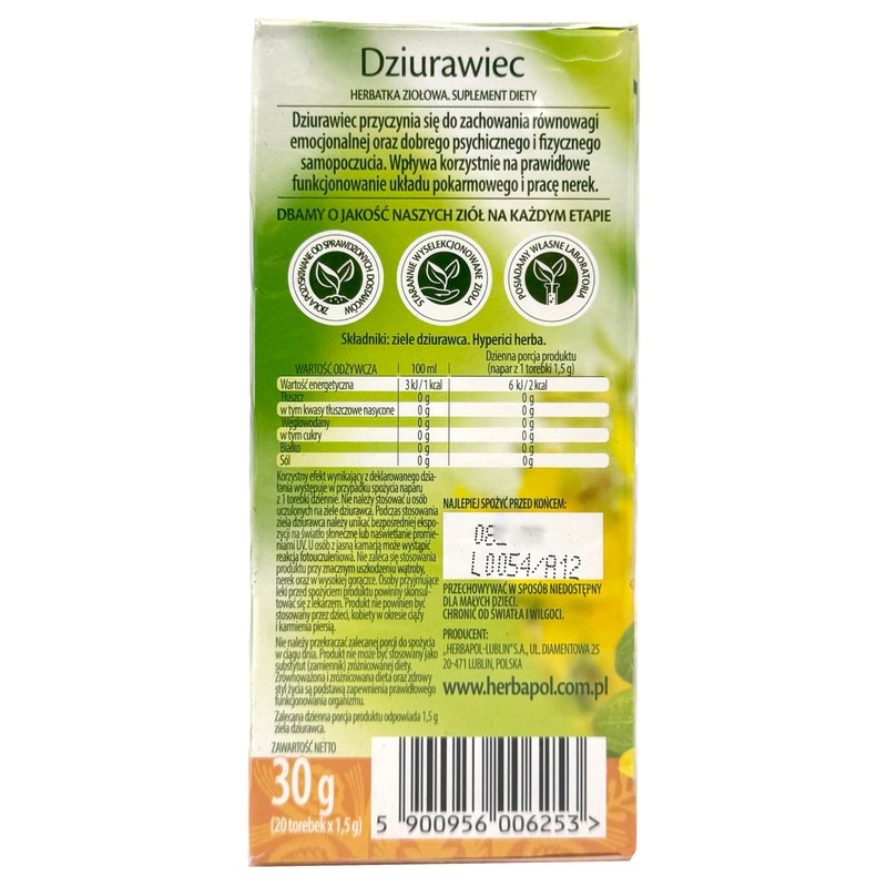 Herbapol St. John's Wort Tea - Caffeine-Free 20 Tea Bags,