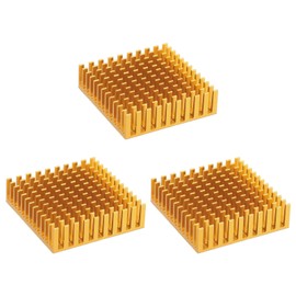 PATIKIL Heatsink 40x40x11mm, 3 Pcs Aluminum Cooler Radiator Heat Sink with Thermal Blue Sticker for Raspberry Pi Chip CPU Power Transistor FET IC Power Amplifier, Gold