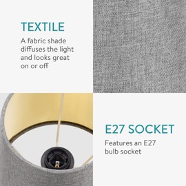 Navaris Navaris 2x Lampenschirm Tischlampe E27 rund - 16,2x15,3x22cm - Lampenschirme fr Tischlampen Set - E 27 Leuchtenschirm - Grau Gold