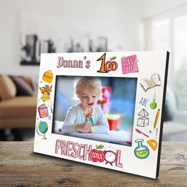 BELLA BUSTA-Personalize My First Day of Preschool Theme Picture Frame-Keepsake for Kids, Student -UV Print Picture Frame (5x7 Horizontal (Girl))