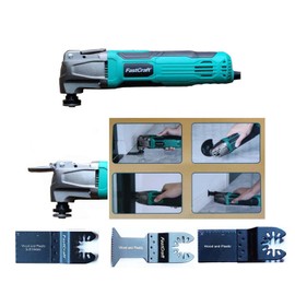 FastCraft Oscillating Tool w 3pc Saw Blades - 5.0A PEAK GUARANTEED POWER Keyless Fast Blade Change System 6 Speeds 3-4 Angles Cut PRO Multi Tool Model# 86225-1 Corded -Bulk Packaging [No Box]
