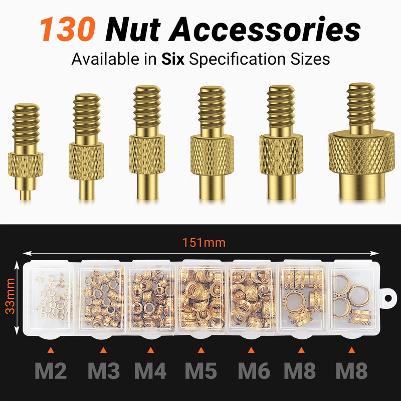 Preciva Threaded Inserts Soldering Tips Set, 6-Piece Soldering Tips for