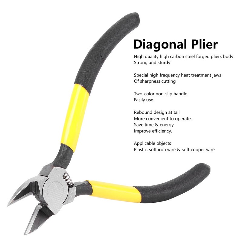 Diagonal Plier High‑Carbon Steel Body 2‑Color Non‑Slip Handle Rebound‑Tail 5‑Inch