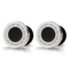6mm Mens Circle Stud Earrings Steel with Greek Key Pattern