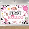 Cowboy 1st Birthday Backdrop Banner Decorations for Girls Western Cowgirl