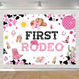Cowboy 1st Birthday Backdrop Banner Decorations for Girls Western Cowgirl Birthday Backdrop My First Rodeo Birthday Party Supplies Decoration 5×3ft