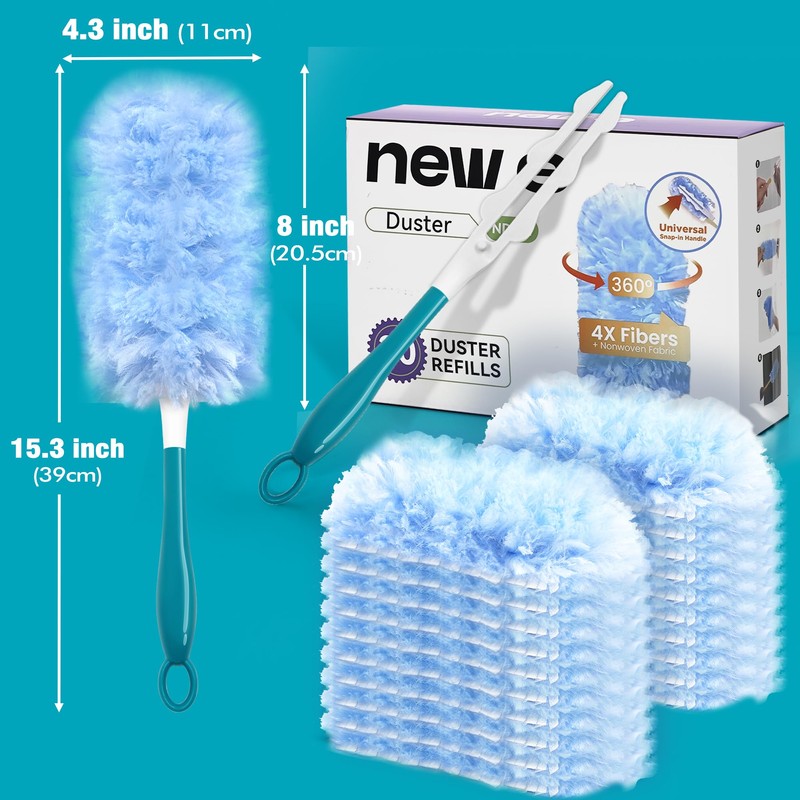 NEWE Duster Refills 20 PCS with Handle Compatible with Swiffer,
