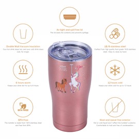 Shamone Unicorn Sister Gifts from Sister, Tumbler 20oz Insulated Stainless Steel w/Lid, SS Straw, Cleaning Brush, Sister Birthday, Sister Christmas Gifts, Funny Gift from Sister (Rose Gold)