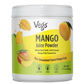 Vegs Mango Juice Powder - Freeze Dried & Cold Pressed Mango Fruit Pulp Concentrate - Unsweetened Tropical Fruit Powder for Smoothies, Baking, Desserts - No added Sugar, No Colors - 12 oz