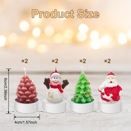 8 PCS Christmas Decoration Delicate Decorative Candles, Santa Claus, Snowman, Pine Cones, Christmas Tree, Shoes, House, Santa Hat Candles for Party Wedding Spa Home Decoration Gifts