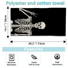 CXULIN 2 Pack Hand Bath Towel,Rock and Roll Skeleton Fingertip Towel Bathtub Decorative Bath Towel Bathroom Kitchen Towel Set Highly Absorbent SPA Gym Towels 14x28 Inch