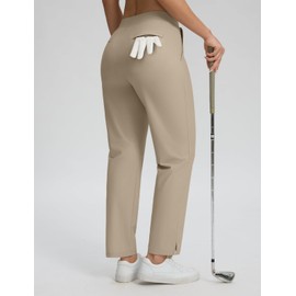 Seamaid Womens Golf Pants Lightweight Casual Travel Pants with Zipper Pockets Stretchy Work Business Khaki M