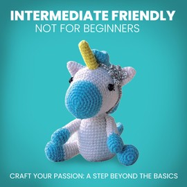 Olikraft Amigurumi para adultos y niños - Proyectos de animales intermedios con suministros completos de kit de punto y ganchillo, perfecto para manualidades de animales de peluche y regalos (unicornio)