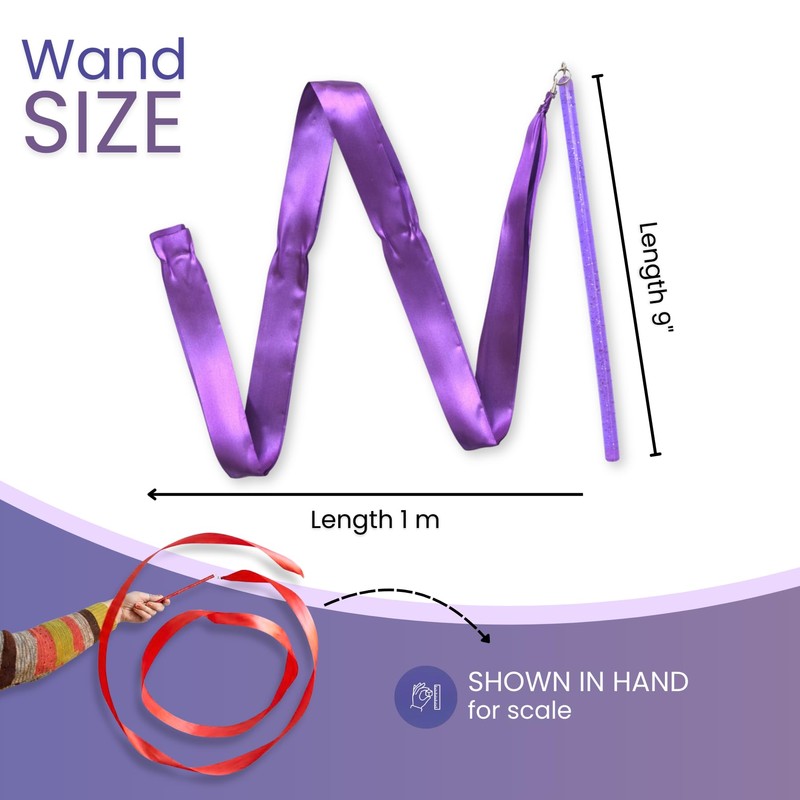 GSi Multicolor Sparkling Gymnastic Ribbon Wands [6 Pack] with 9