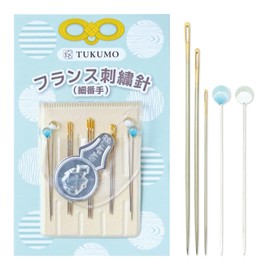TUKUMO French Embroidery Needles, Fine Count, Embroidery Needles, 3 Sizes, Gusset Needles Included, Sheath Included