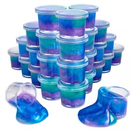 Playbees Mini Galaxy Slime - 24 Pack Marbled Unicorn Slime Party Favors - Rainbow Colors