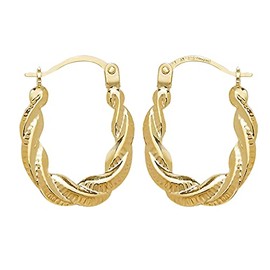 9ct Yellow Gold Rope Creole Hoop Earrings