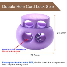 LongSLong 12 Pack LightPurple Plastic Spring Toggle Stopper Cord Lock for DrawString, Paracord Cord Stop Rope Clip Elastic Shoelace Lock Fastener Slider Double Hole