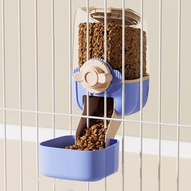 Pet Hanging Automatic Feeders Drinking Bowls 33oz, Siphon Water Feeder No Drip Water Set, Cage Pet Feeding Bowls Dispenser for Cats Dogs Puppy, Rabbit Hamsters Chinchilla Hedgehog(Yellow-white-water)