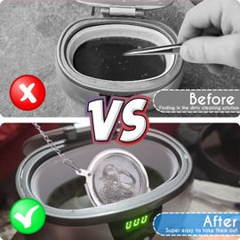 AIERSA Ultrasonic Cleaner Basket, 2Pcs Stainless Steel Basket for Ultrasonic Jewelry Cleaner,Small Part and Jewelry Cleaner Solution