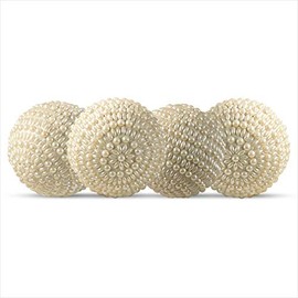 SARO LIFESTYLE Beaded and Pearl Orb (Set of 4)