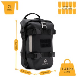 Odinsberg Waterproof Motorcycle Tail Bag 7L Motorcycle Dry Bag Crash Bar Bags used as Luggage on Sissy Bar Back Seat Saddle Bag Rack Fender Bag Pouch Dirt Bike Pack for Moto Enduro ATV