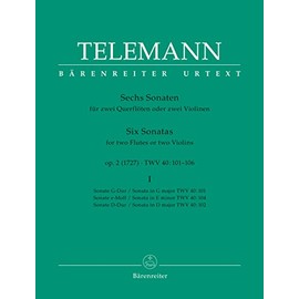 Telemann: Sonatas for Two Flutes or Two Violins, Op. 2, TWV 40:101, 102, 104 - Volume 1 (Performance Score)