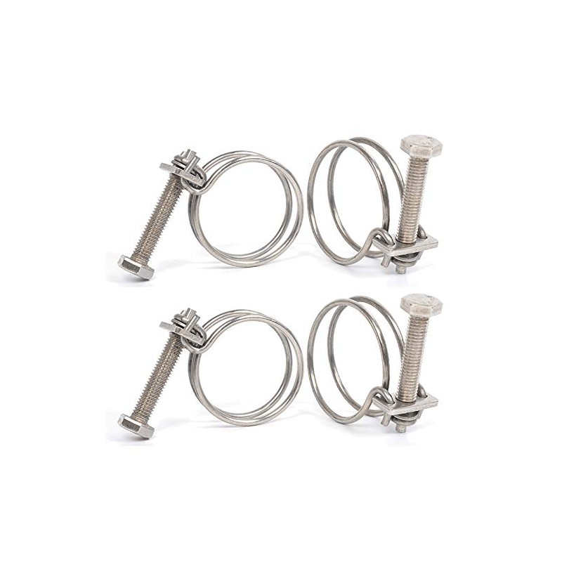 4 Pcs Double Wire Hose Clips Adjustable 304 Stainless Steel