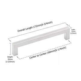 Goldenwarm Furniture Handle Bar Handle Brushed Stainless Steel Cupboard Handles Drawer Handles Kitchen Cabinet Square Handle