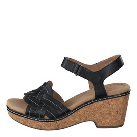 Clarks Women's Giselle Coast Heeled Sandal, Black Leather, 5.5 UK