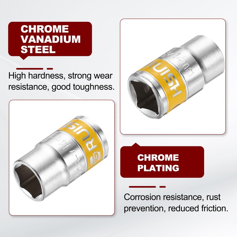 sourcing map 2pcs 1/2" Drive 6 Points Socket 14mm Metric